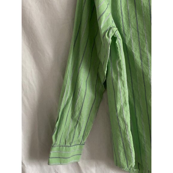 Arrow LS Shirt Green Blue White Stripe Button Down Casual Dress Boy L (14-16) - Picture 10 of 14